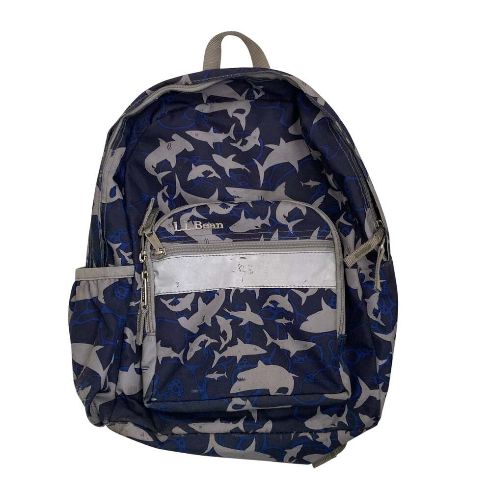 L.L. Bean Shark Print Junior Original Book Pack Backpack Blue